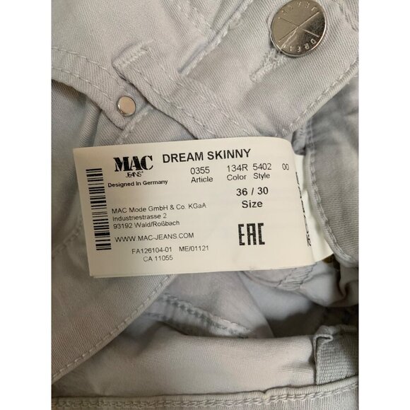 Dream Jeans By Mac Womens Light Gray Denim Pants Size 36/30 - Picture 7 of 7